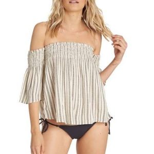Billabong Striped Off Shoulder Top